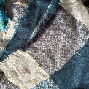 Blue and Gray Plaid Scarf